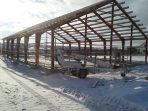 Bilde av Stålbygg under oppføring